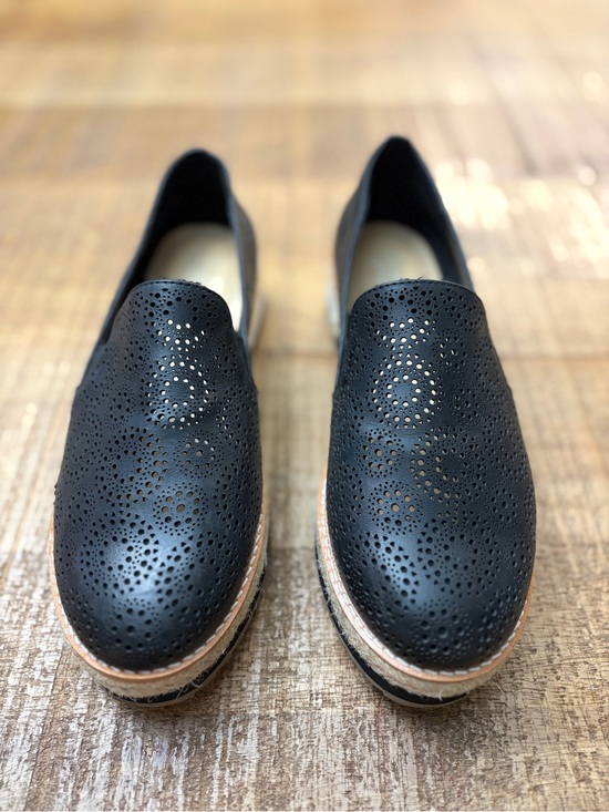 Crown Vintage Shoes - Crown Vintage Black Perforated Leather Slip-On Loafers